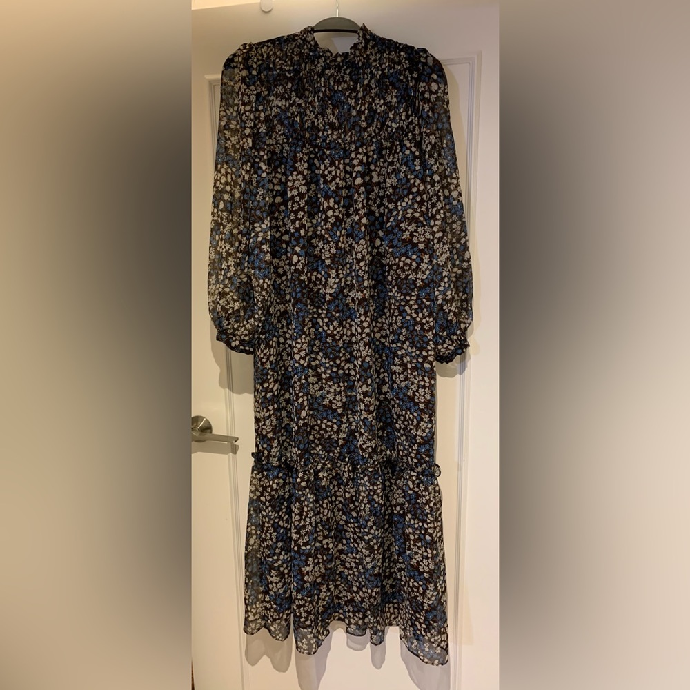 Mango Floral Maxi Dress - Black and Blue